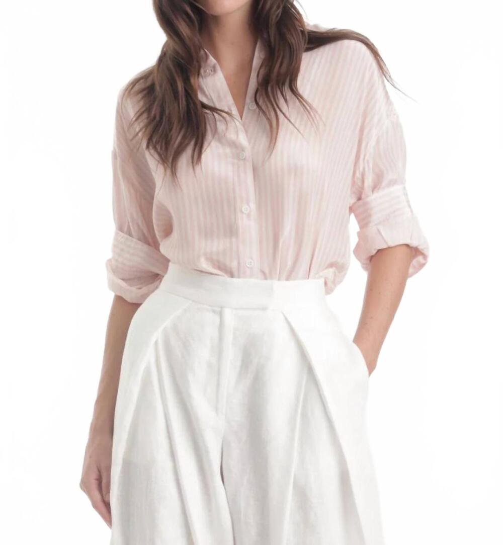 NEW KARINA GRIMALDI malaga button-up shirt in pink stripe